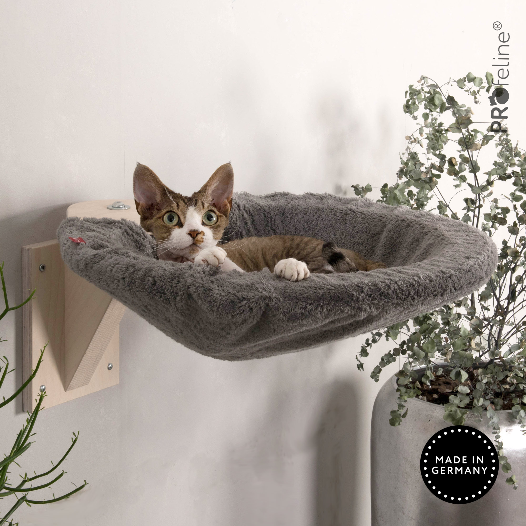 Wandhalterung mit Liegemulde LM1 Katzen Wandliege Mulde grau