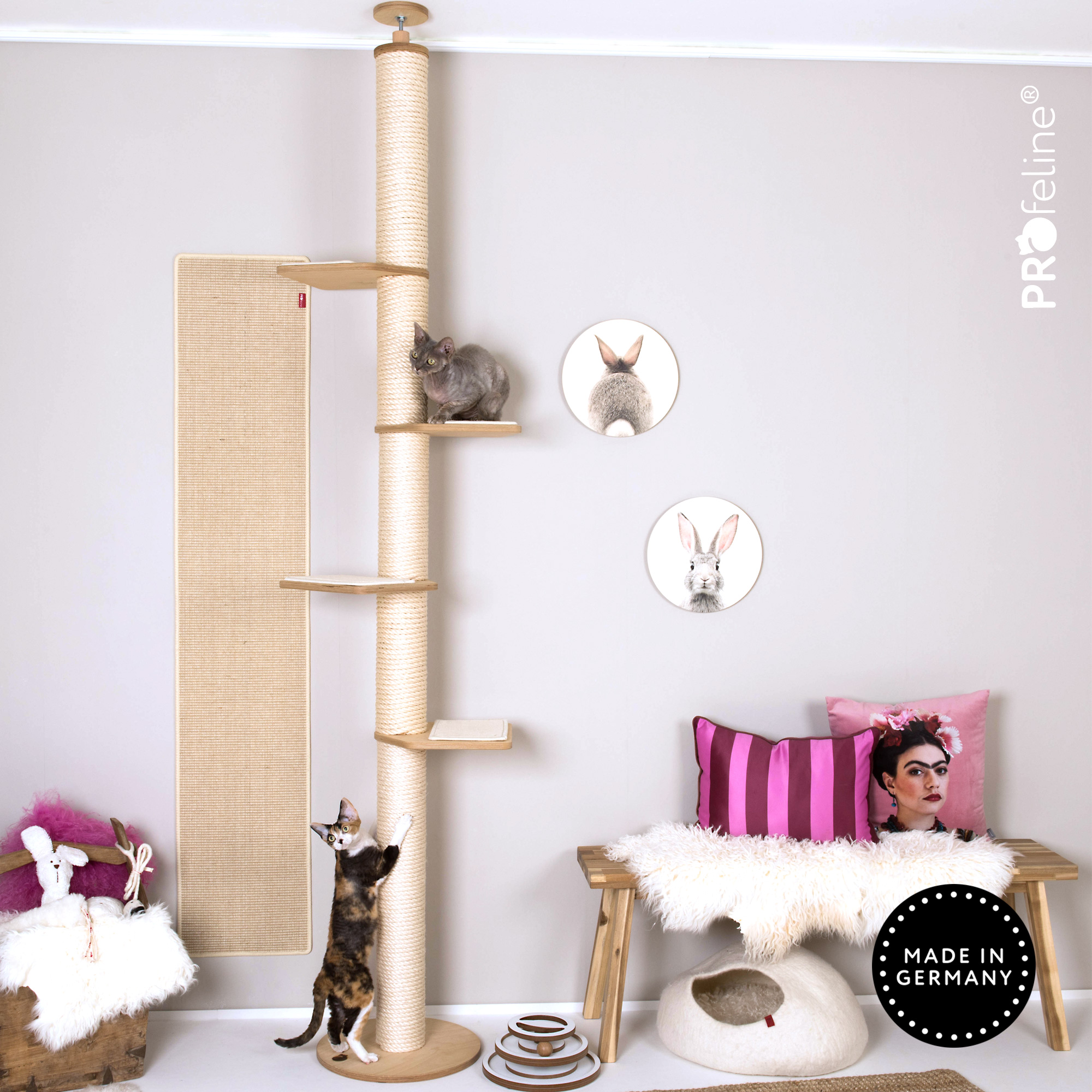 Katzen Kletterbaum Kletterbaum individuell Birke Teppich Natur