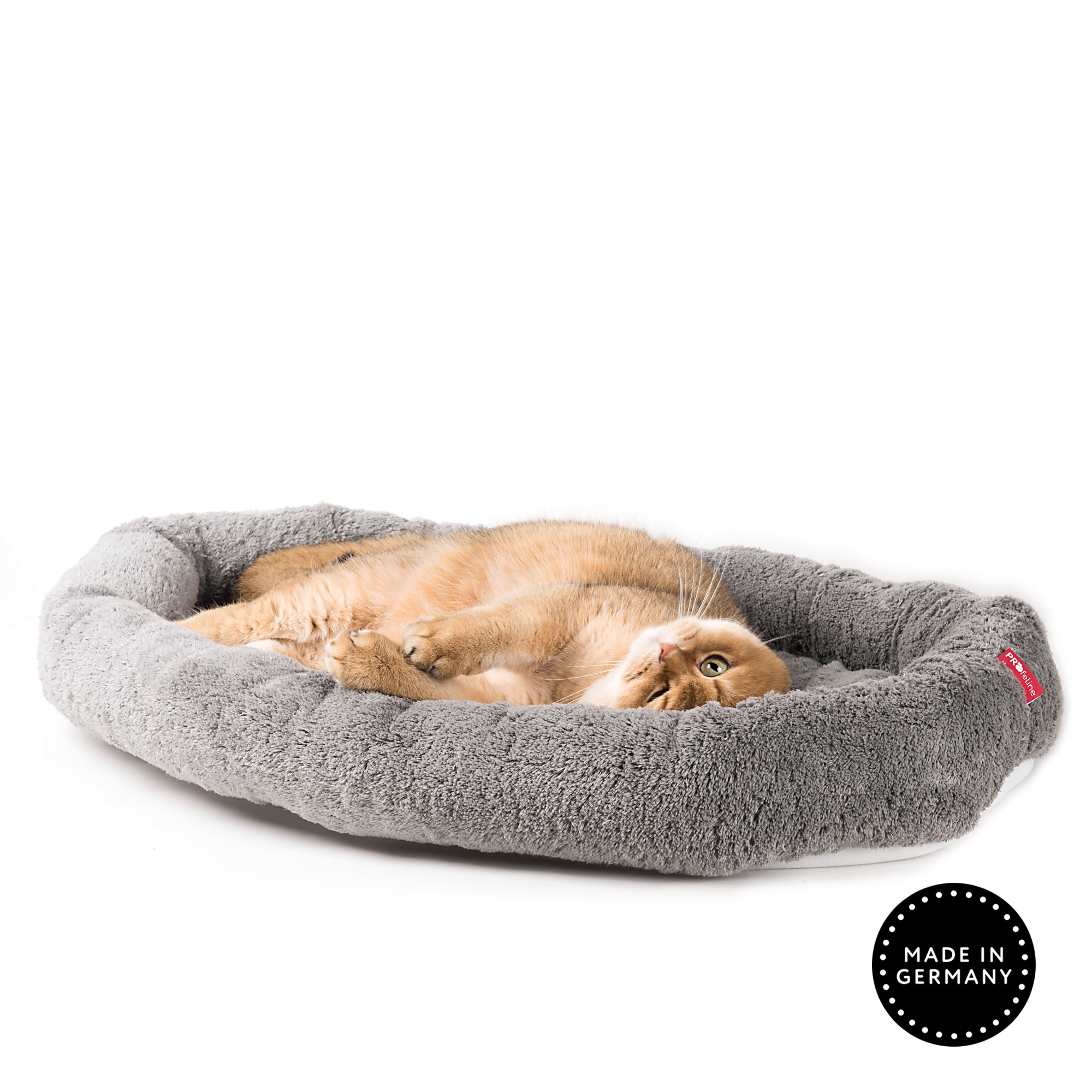 Katzenbett oval 75 x 55 Klettboden Classicsilber Grosses ovales Katzenbett grau