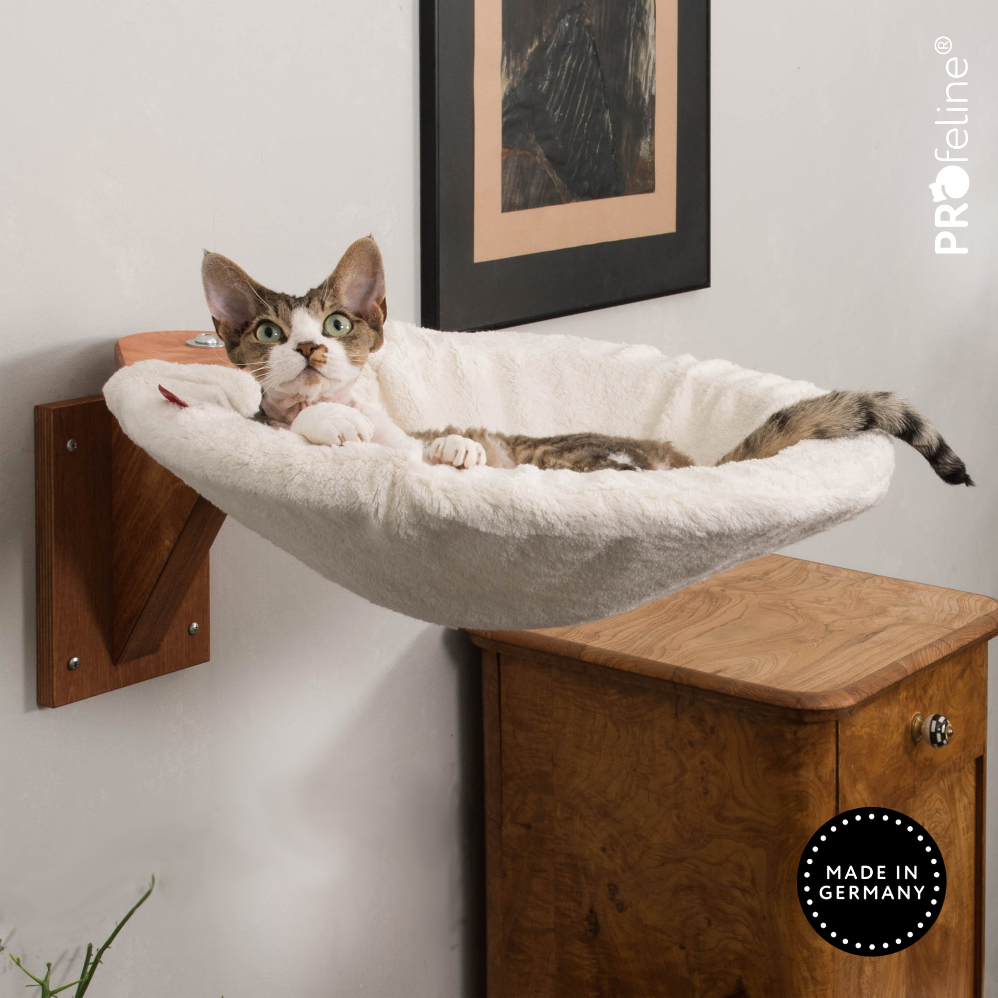 Wandhalterung mit Liegemulde LM1 Katzen Wandliege Mulde natur