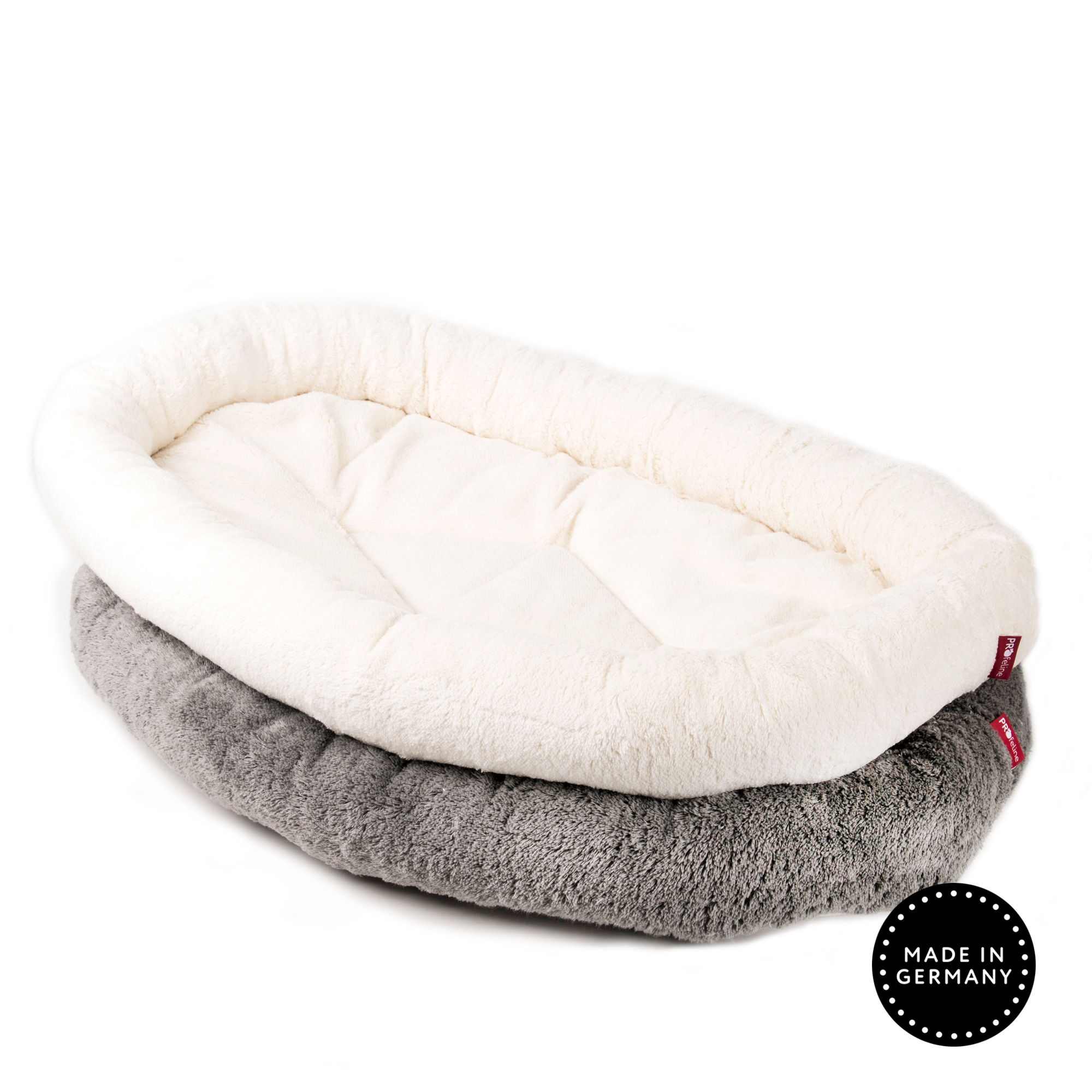 Katzenbett oval 75 x 55 Klettboden Classicsilber Grosse Katzen Baumwollkissen