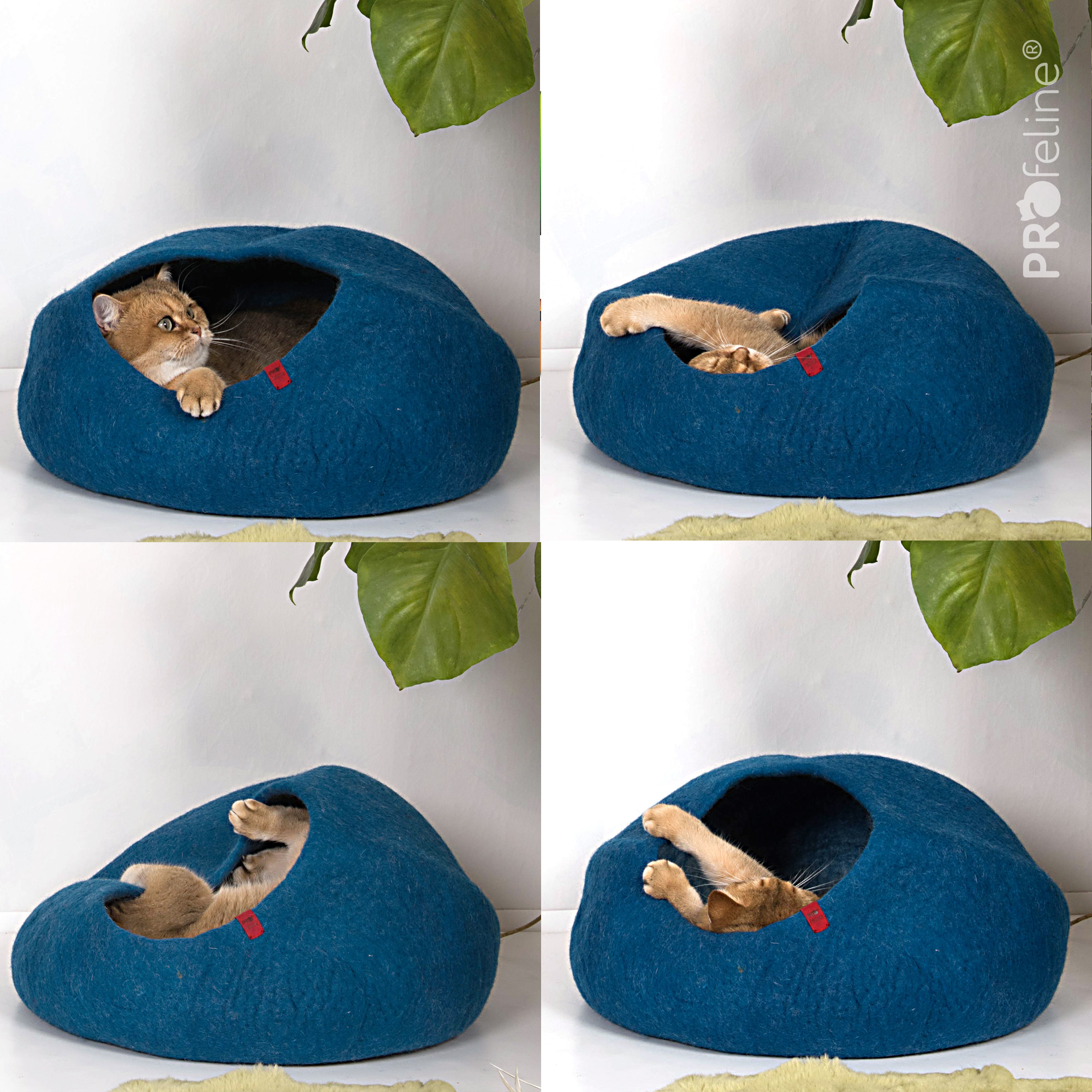 Katzen Filzhöhle Woolly Cave Blau Katzen Filzhöhle blau schurwolle